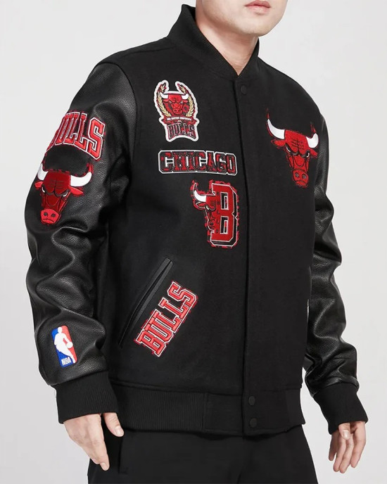 Chicago Bulls Animal Patches Varsity Jacket Chicago Bulls Animal Patches Varsity Jacket