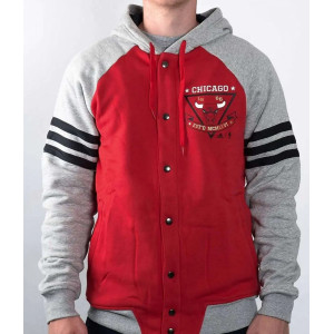 Chicago Bulls Fleece Red and Grey Varsity Jacket