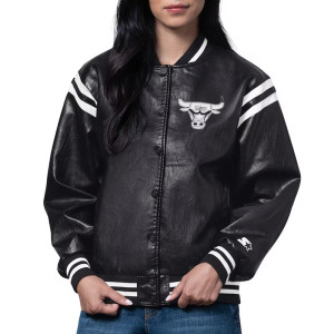 Chicago Bulls High Heat Vegan Black Varsity Leather Jacket