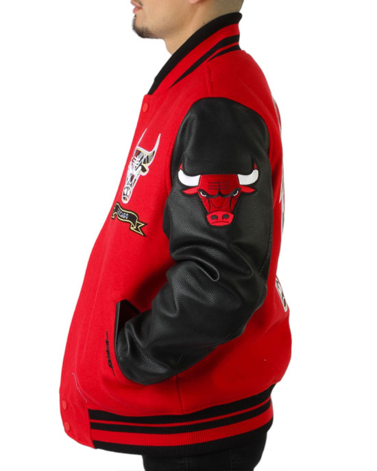 Chicago Bulls Plaid Patches Varsity Jacket Chicago Bulls Plaid Patches Varsity Jacket