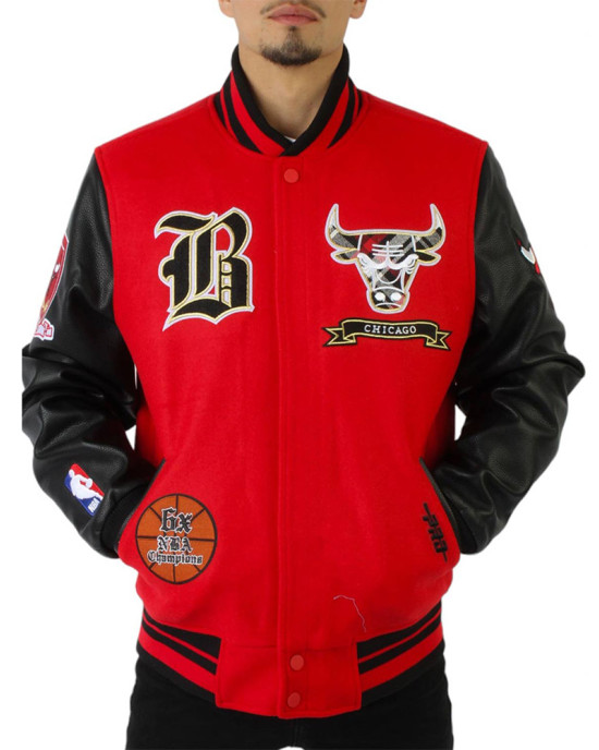 Chicago Bulls Plaid Patches Varsity Jacket Chicago Bulls Plaid Patches Varsity Jacket