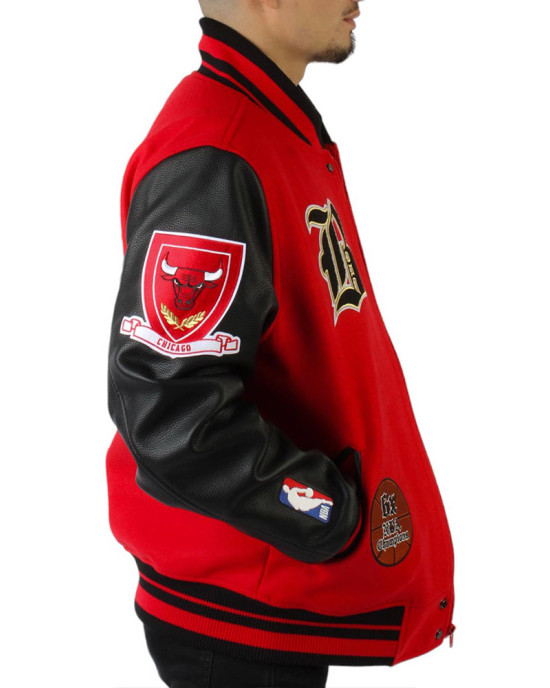 Chicago Bulls Plaid Patches Varsity Jacket Chicago Bulls Plaid Patches Varsity Jacket