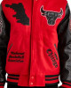 Chicago Bulls Red Wool And Black Leather Varsity Jacket Chicago Bulls Red Wool And Black Leather Varsity Jacket