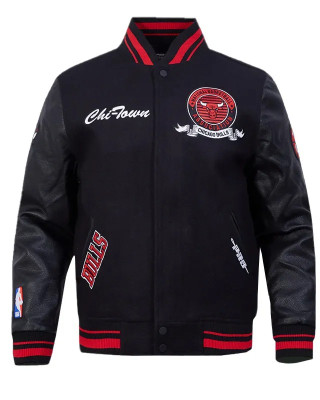 Chicago Bulls Team Badge Classic Rib Varsity Jacket