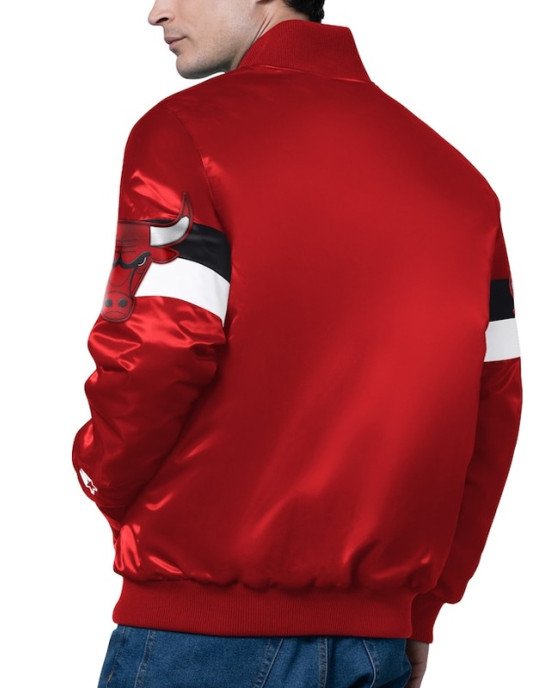 Chicago Bulls Triple Option Full-Snap Varsity Satin Jacket