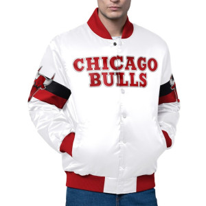 Chicago Bulls Triple Option Full-Snap Varsity Satin Jacket