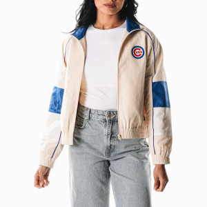 Chicago Cubs Cream Full-Zip Track Jacket
