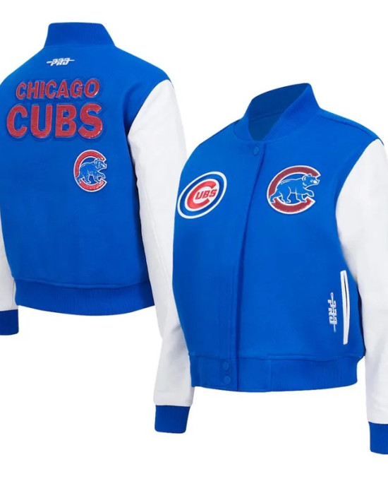 Chicago Cubs Game Day Classics Royal Varsity Wool/Leather Jacket