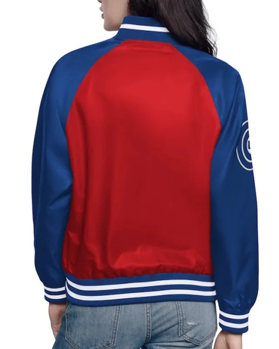 Chicago Cubs Home Run Red/Royal Full-Snap Varsity Satin Jacket