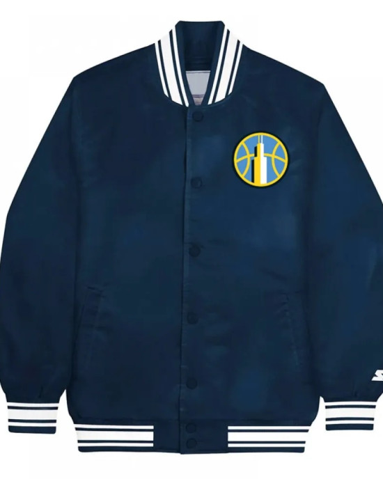 Chicago Sky Navy Satin Jacket