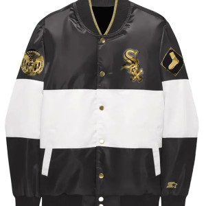 Chicago White Sox Satin Black And White Varsity Jacket