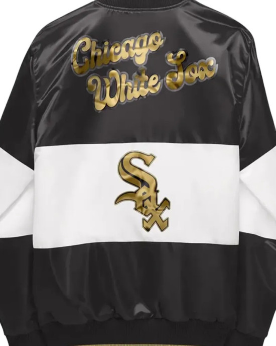 Chicago White Sox Satin Black And White Varsity Jacket Chicago White Sox Satin Black And White Varsity Jacket