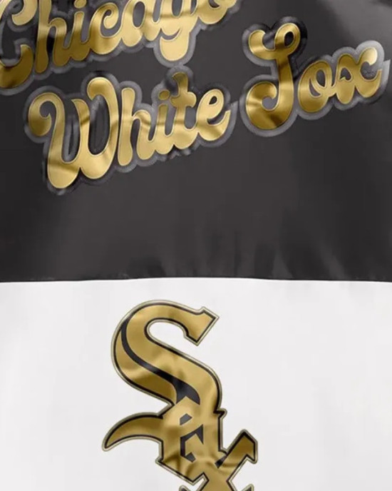 Chicago White Sox Satin Black And White Varsity Jacket Chicago White Sox Satin Black And White Varsity Jacket