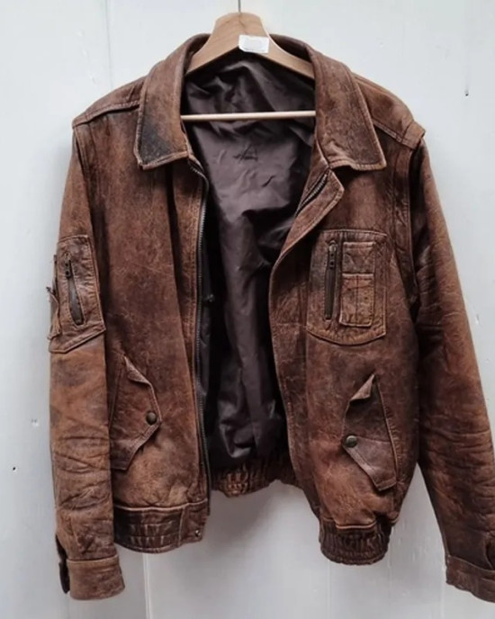 Christoph Waltz Old Guy Film Danny Dolinski Brown Leather Jacket