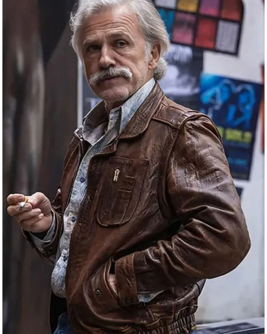 Christoph Waltz Old Guy Film Danny Dolinski Brown Leather Jacket