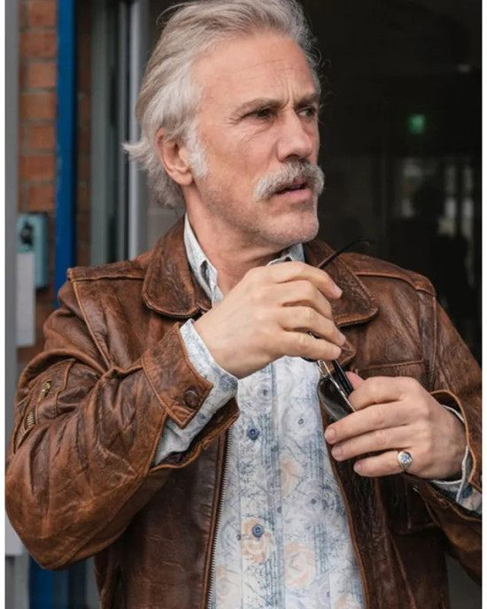 Christoph Waltz Old Guy Film Danny Dolinski Brown Leather Jacket