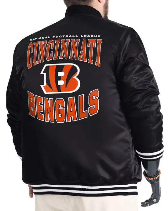Cincinnati Bengals Adaptive Team Graphic Varsity Satin Jacket