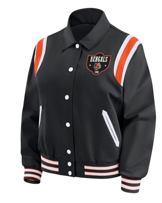 Cincinnati Bengals Lightweight Black Varsity Satin Jacket