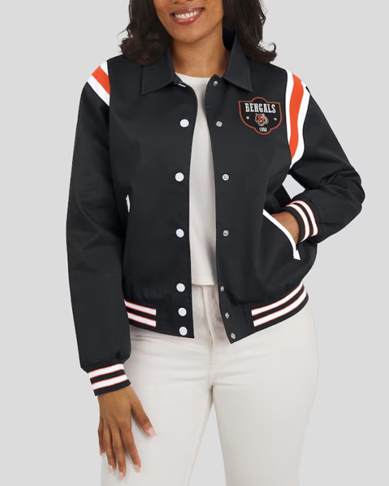 Cincinnati Bengals Lightweight Black Varsity Satin Jacket