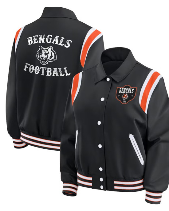 Cincinnati Bengals Lightweight Black Varsity Satin Jacket