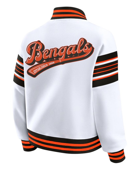 Cincinnati Bengals Snap Front White Fleece Jacket