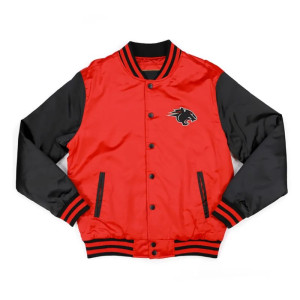 Clark Atlanta Baseball Red and Black Full-Snap Satin Jacket