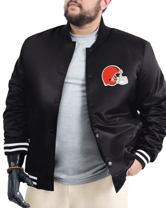 Cleveland Browns Adaptive Team Graphic Varsity Satin Jacket