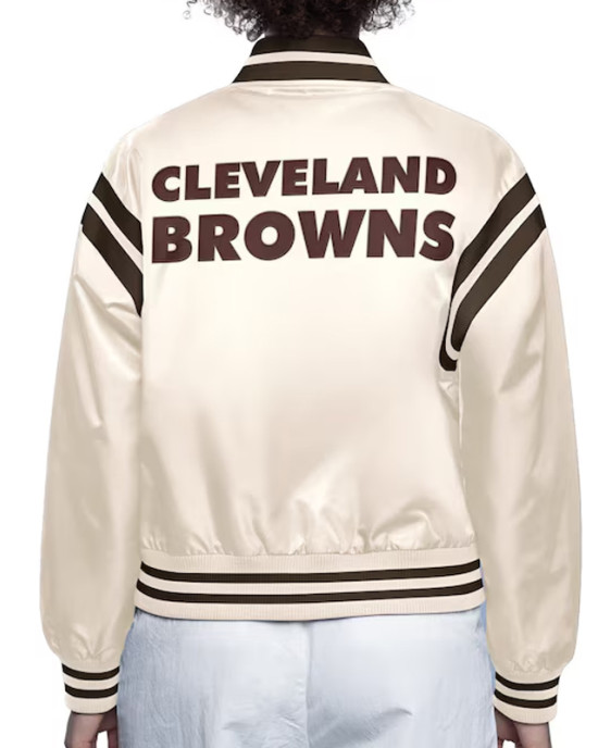 Cleveland Browns Cream Full Count Satin Jacket