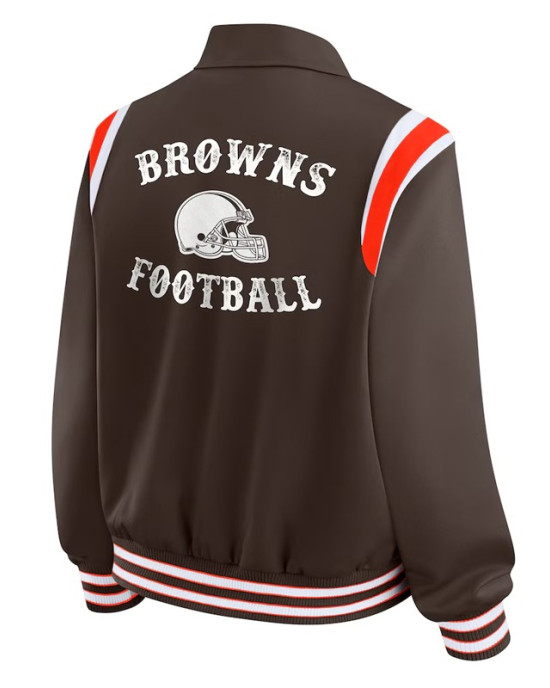 Cleveland Browns Lightweight Brown Varsity Satin Jacket