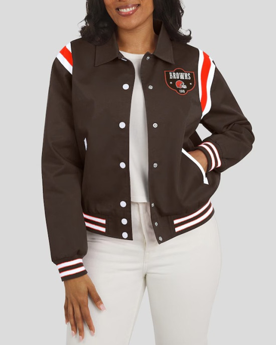 Cleveland Browns Lightweight Brown Varsity Satin Jacket
