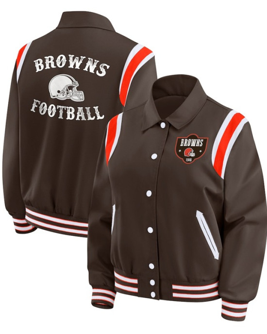 Cleveland Browns Lightweight Brown Varsity Satin Jacket
