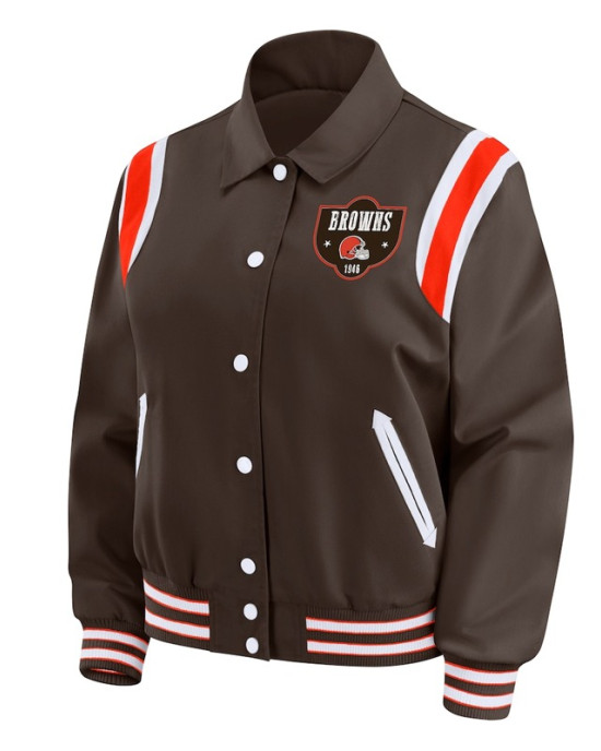 Cleveland Browns Lightweight Brown Varsity Satin Jacket