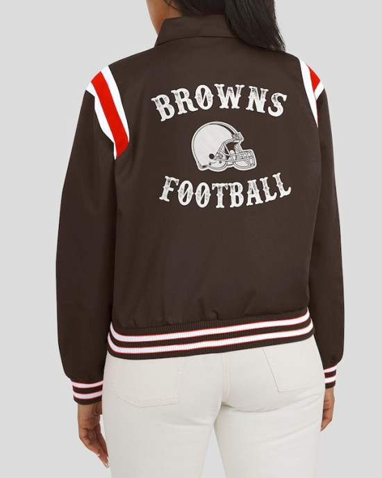 Cleveland Browns Lightweight Brown Varsity Satin Jacket