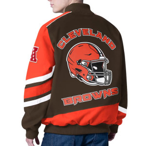 Cleveland Browns Prime Time Racing Full-Zip Brown Cotton Jacket