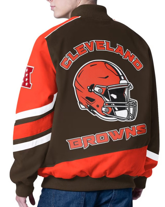 Cleveland Browns Prime Time Racing Full-Zip Brown Cotton Jacket