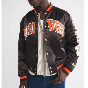 Cleveland Browns Varsity Bomber Full-Snap Satin Jacket