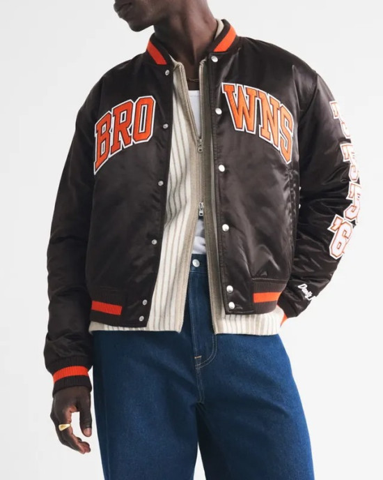 Cleveland Browns Varsity Bomber Full-Snap Satin Jacket