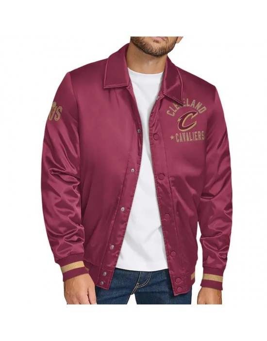 Cleveland Cavaliers Stitch Applique Wine Satin Jacket