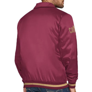 Cleveland Cavaliers Stitch Applique Wine Satin Jacket