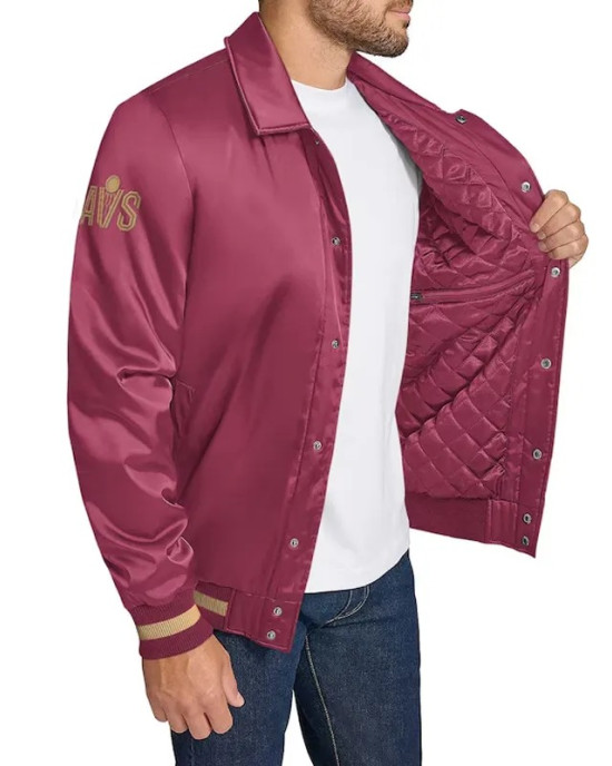 Cleveland Cavaliers Stitch Applique Wine Satin Jacket Cleveland Cavaliers Stitch Applique Wine Satin Jacket