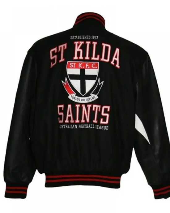 Collegiate St Kilda Saints Black Varsity Jacket Collegiate St Kilda Saints Black Varsity Jacket