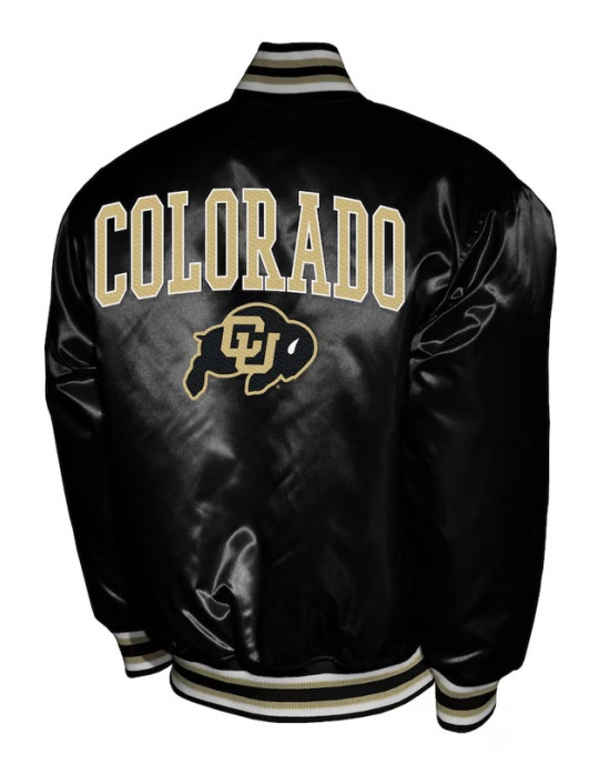 Colorado Buffaloes Club Black Satin Varsity Jacket