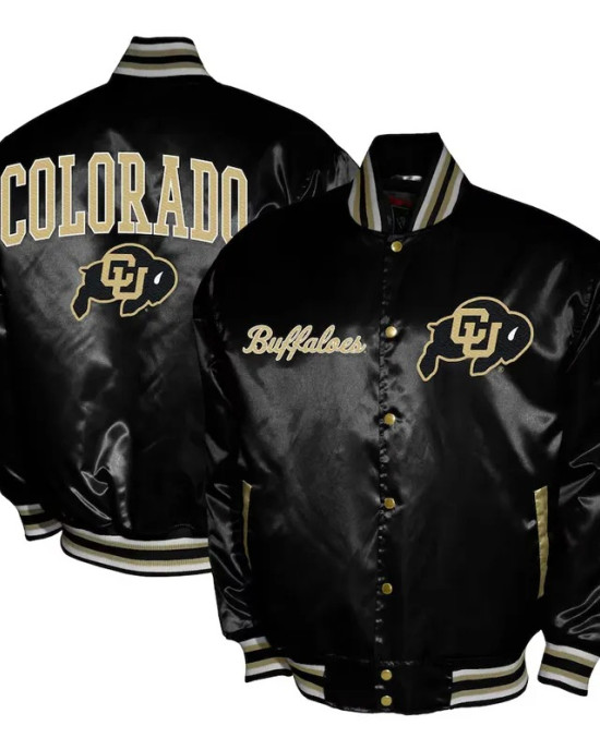 Colorado Buffaloes Club Black Satin Varsity Jacket