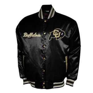 Colorado Buffaloes Club Black Satin Varsity Jacket