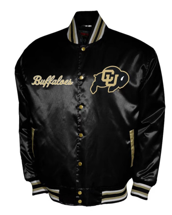 Colorado Buffaloes Club Black Satin Varsity Jacket
