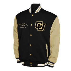 Colorado Buffaloes Fleece Black and Beige Varsity Jacket