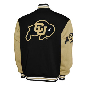 Colorado Buffaloes Fleece Black and Beige Varsity Jacket