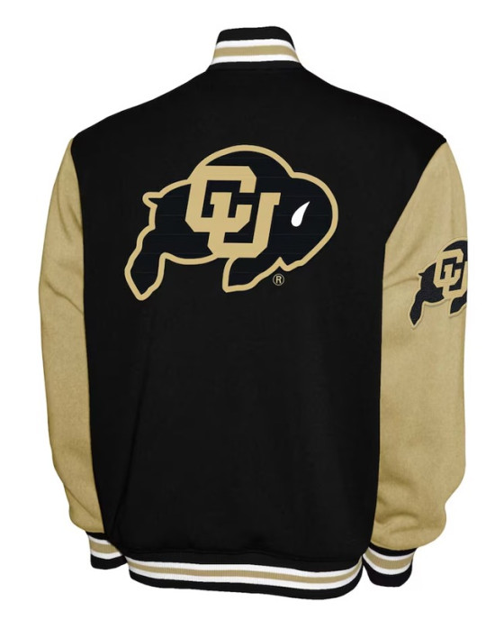 Colorado Buffaloes Fleece Black and Beige Varsity Jacket