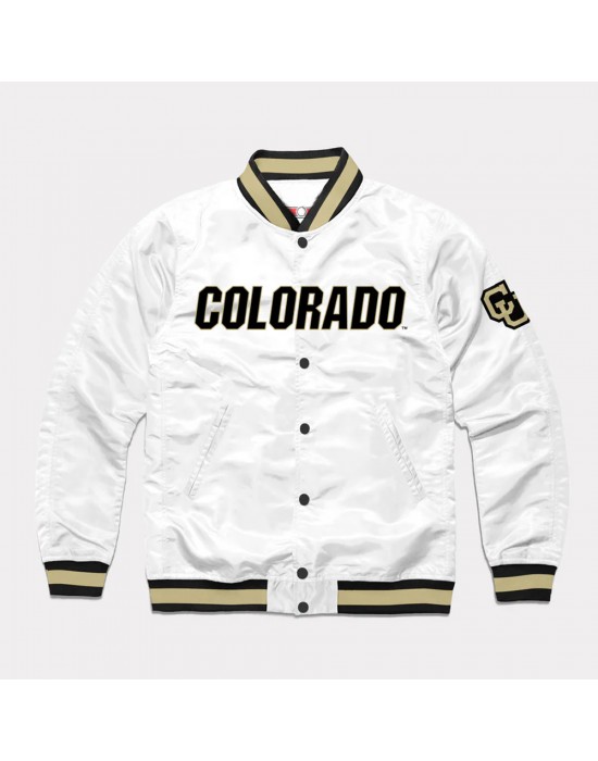 Colorado Buffaloes White Varsity Satin Jacket