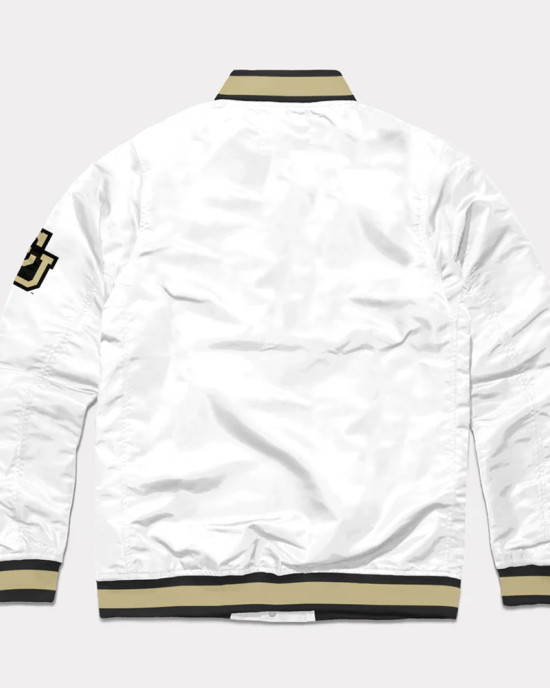 Colorado Buffaloes White Varsity Satin Jacket Colorado Buffaloes White Varsity Satin Jacket